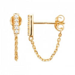 Boucles d'oreilles chainettes Plaqué Or 18 carats et zirconium