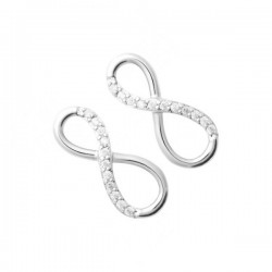 Boucles d'oreilles puces infini argent massif 925/000 et zirconium