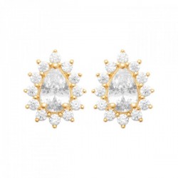 Boucles d'oreilles gouttes Plaqué Or 18 carats et zirconium