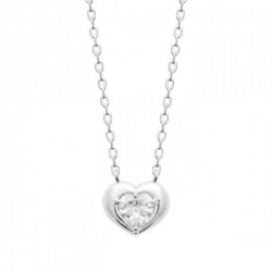 Collier coeur argent massif 925/000 et zirconium