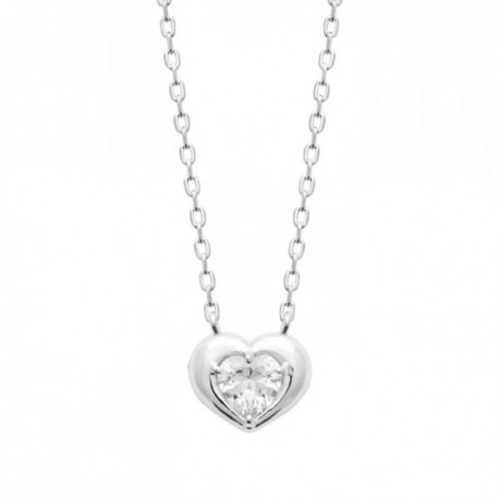 Collier coeur argent massif 925/000 et zirconium