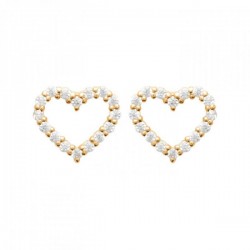 Boucles d'oreilles puces coeurs Plaqué Or 18 carats et zirconium