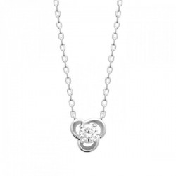 Collier fleur argent massif 925/000 solitaire zirconium