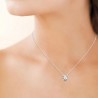 Collier fleur argent massif 925/000 solitaire zirconium