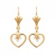 Boucles d'oreilles dormeuses pendantes coeurs Plaqué Or 18 carats