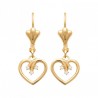 Boucles d'oreilles dormeuses pendantes coeurs Plaqué Or 18 carats