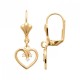 Boucles d'oreilles dormeuses pendantes coeurs Plaqué Or 18 carats