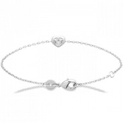 Bracelet coeur argent massif 925/000 et zirconium