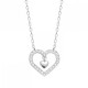 Collier coeur argent massif 925/000 et zirconium pampille petit coeur