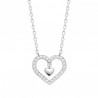 Collier coeur argent massif 925/000 et zirconium pampille petit coeur