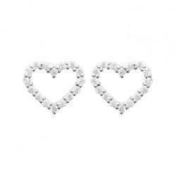 Boucles d'oreilles puces coeurs argent massif 925/000 et zirconium