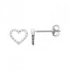 Boucles d'oreilles puces coeurs argent massif 925/000 et zirconium