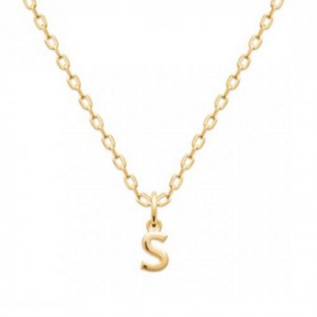 Collier pendentif initiale lettre S Plaqué Or 18 carats sur chaine diamantée 42 cm