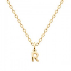 Collier pendentif initiale lettre R Plaqué Or 18 carats sur chaine diamantée 42 cm