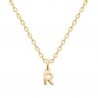 Collier pendentif initiale lettre R Plaqué Or 18 carats sur chaine diamantée 42 cm