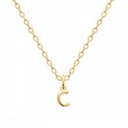 Collier pendentif initiale lettre C Plaqué Or 18 carats sur chaine diamantée 42 cm