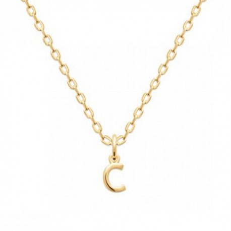 Collier pendentif initiale lettre C Plaqué Or 18 carats sur chaine diamantée 42 cm