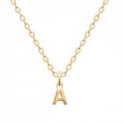 Collier pendentif initiale lettre A Plaqué Or 18 carats sur chaine diamantée 42 cm