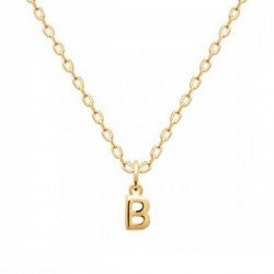 Collier pendentif initiale lettre B Plaqué Or 18 carats sur chaine diamantée 42 cm