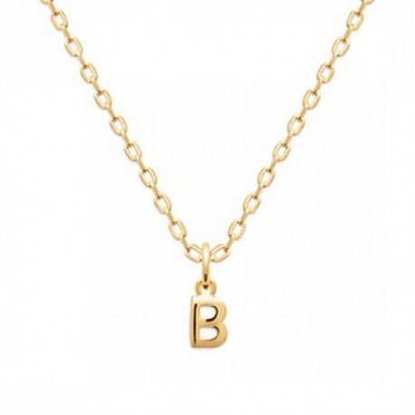 Collier pendentif initiale lettre B Plaqué Or 18 carats sur chaine diamantée 42 cm