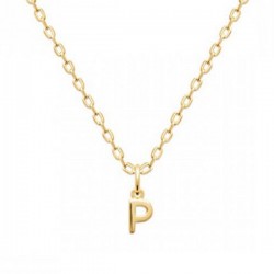 Collier pendentif initiale lettre P Plaqué Or 18 carats sur chaine diamantée 42 cm