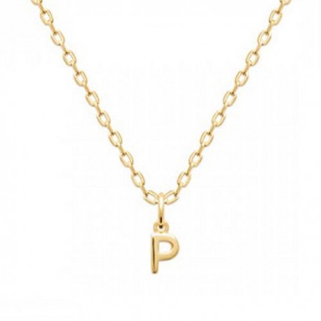 Collier pendentif initiale lettre P Plaqué Or 18 carats sur chaine diamantée 42 cm