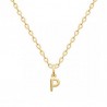 Collier pendentif initiale lettre P Plaqué Or 18 carats sur chaine diamantée 42 cm