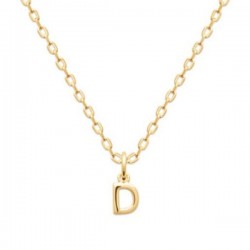 Collier pendentif initiale lettre D Plaqué Or 18 carats sur chaine diamantée 42 cm