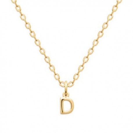 Collier pendentif initiale lettre D Plaqué Or 18 carats sur chaine diamantée 42 cm