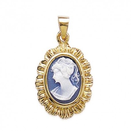 Pendentif camée bleu en plaqué or 18 carats collection Romance