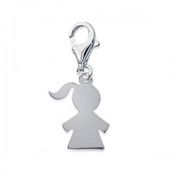 Pendentif charm mousqueton argent massif 925 pendant fille couette