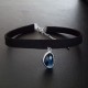 Collier glamour ultra chic pendentif goutte verre facetté bleu