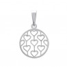 Pendentif rond argent 925 petits coeurs grillagés