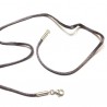 Collier cordon fil de soie gris fermoir argent 925 longueur 40 cm