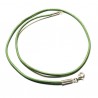 Collier cordon cuir vert fermoir argent 925 longueur 38 cm