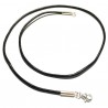 Collier cordon cuir noir fermoir argent 925 longueur 38 cm