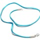 Collier cordon fil de soie turquoise fermoir argent 925 longueur 38 cm