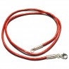 Collier cordon cuir rouge fermoir argent 925 longueur 38 cm